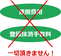 運搬費用・登録抹消手数料一切頂きません！