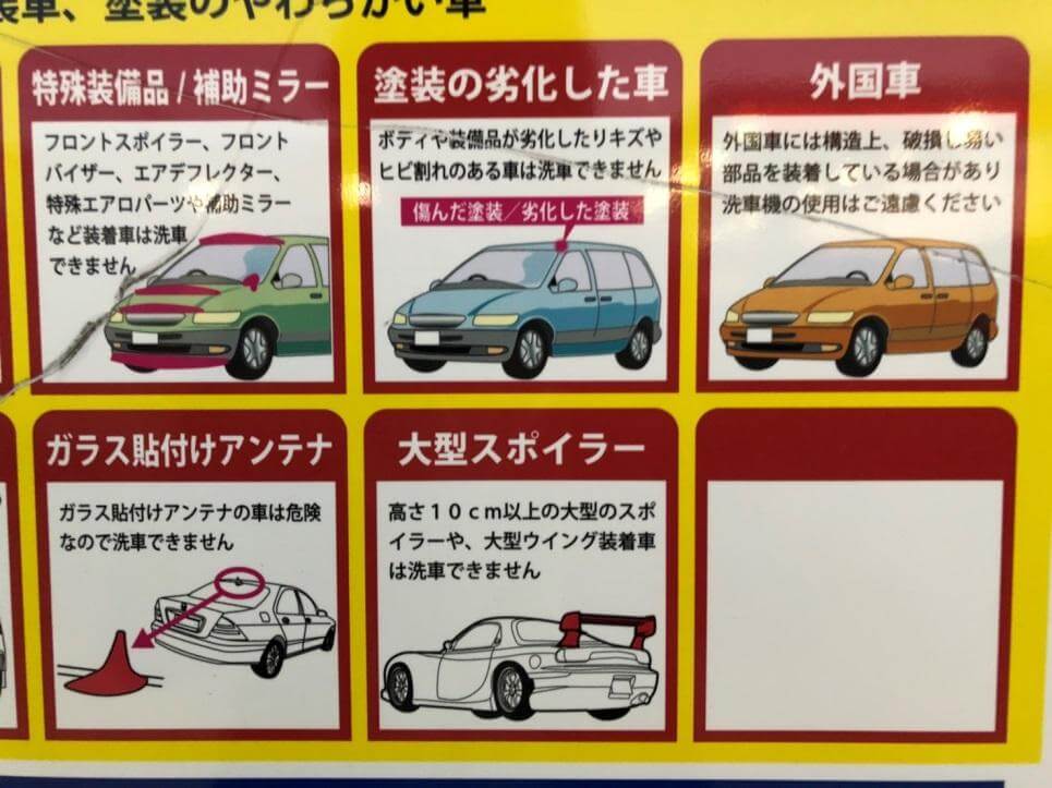 洗車機で洗車できない車の一覧表